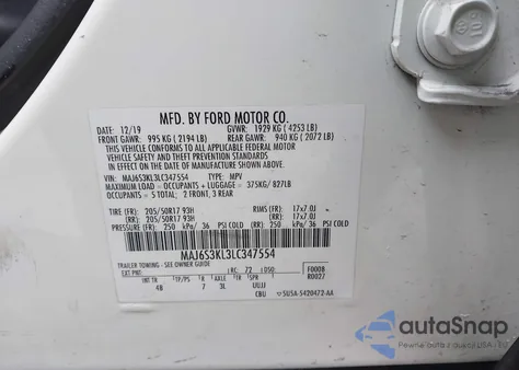 2020 Ford Ecosport Titanium from USA, damaged, VIN MAJ6S3KL3LC347554